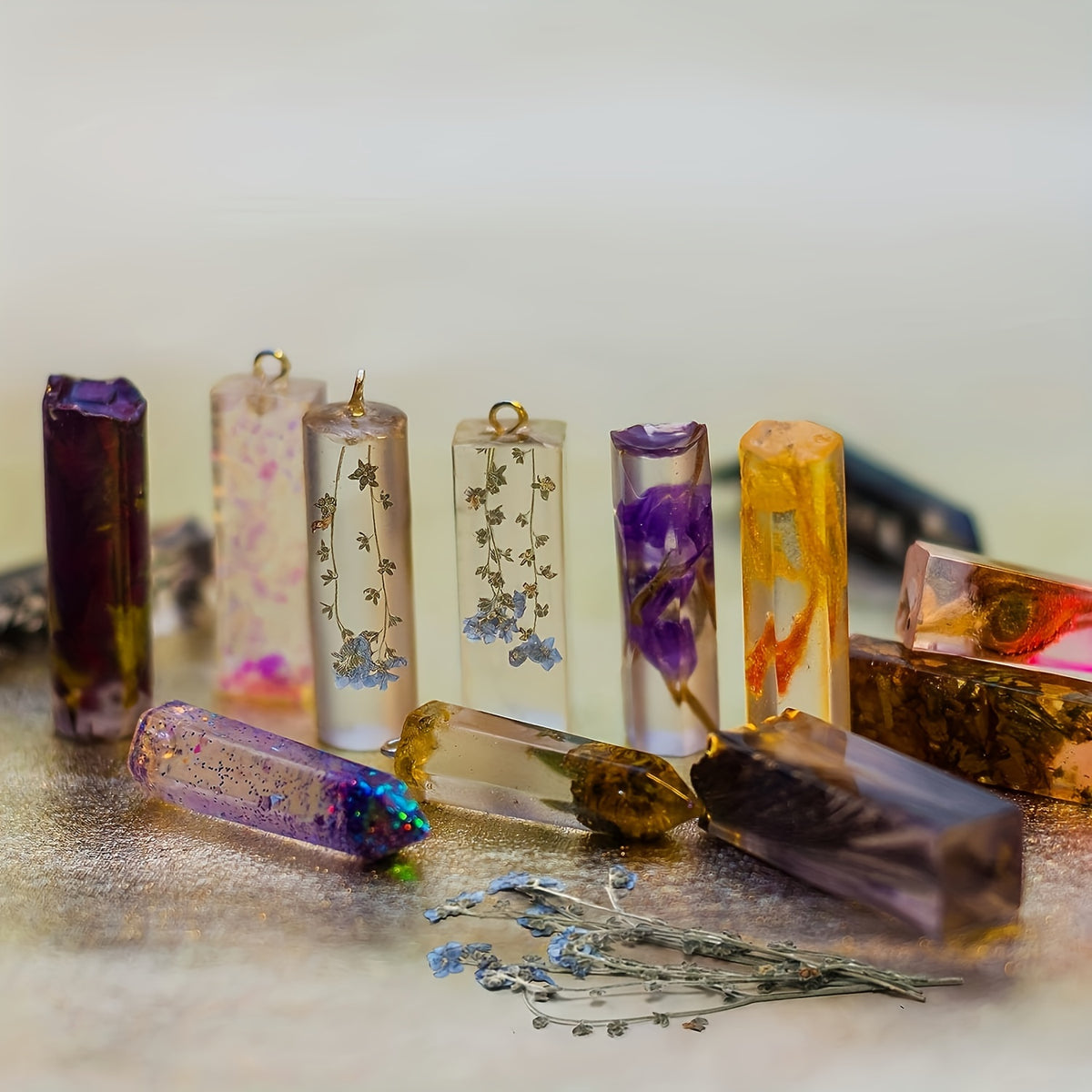 24pcs Set - Dried Flowers Craft Set, Dried Plant Kit, Resin Jewelry Making, DIY Candle, Seasonal Decor, Roses, Jasmine, Peony, Lavender, Forget-me-not, Etc