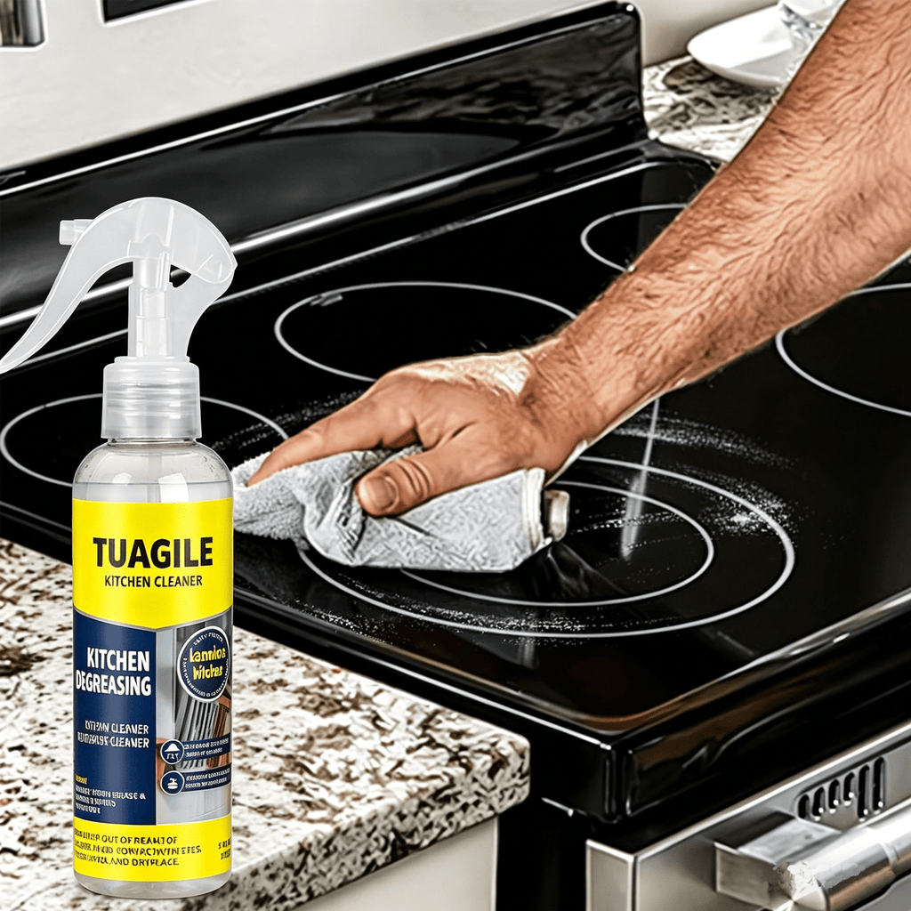 Heavy-Duty Kitchen Grease & Stain Remover Fast-Acting Spray for Stovetops and Walls. Wipes Clean Instantly, Leaving No Sticky Residue. The Ultimate Household Kitchen Grease Buster Versatile Stain Removal for Pots, Pans, and Utensils. Highly Efficie