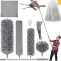 High Ceiling Duster Kit with 100-Inch Extension Pole, 9 or 12 Piece Washable Microfiber Cleaning Set for Ceiling Fans, Cobwebs and Blinds
