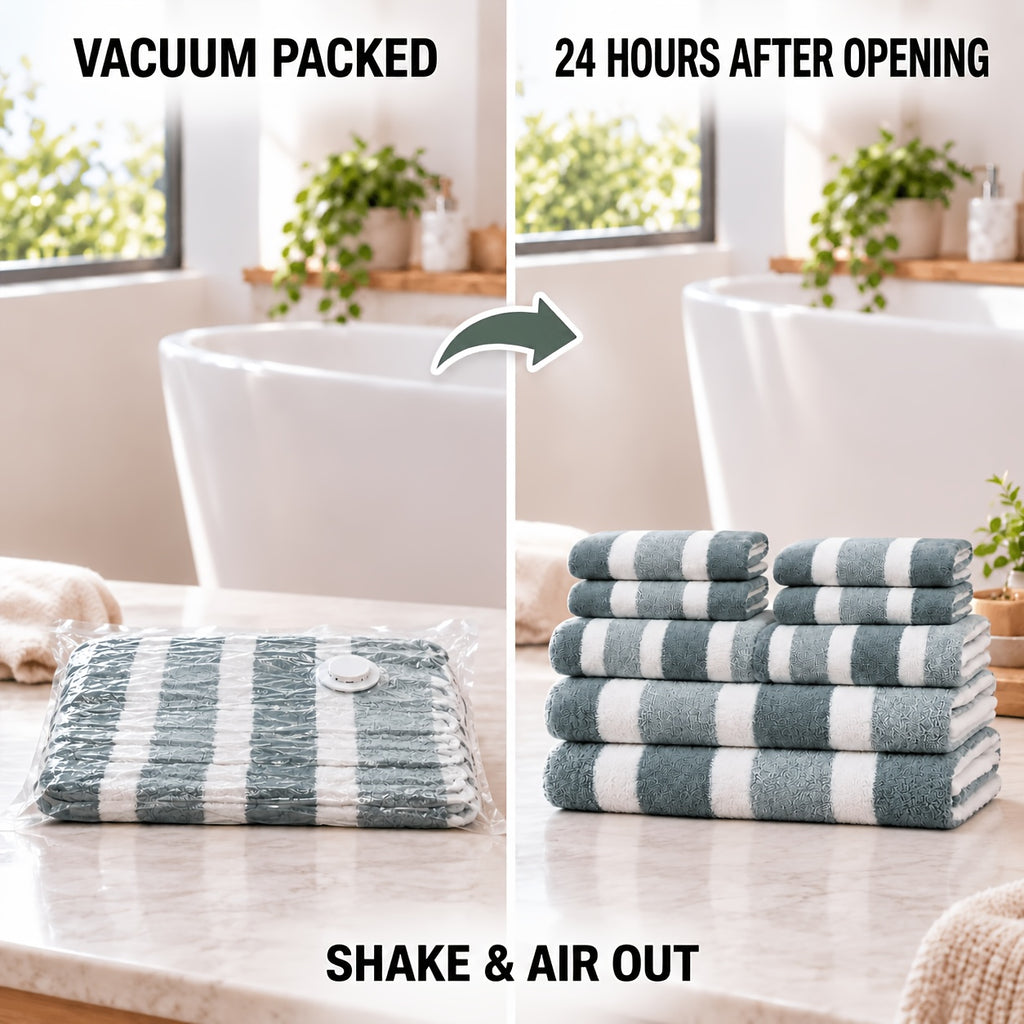 8pcs set, no hair loss, super absorbent, super soft two-color striped interval bath towel combination, including 2 large bath towels, 2 large face towels, 4 hand towels