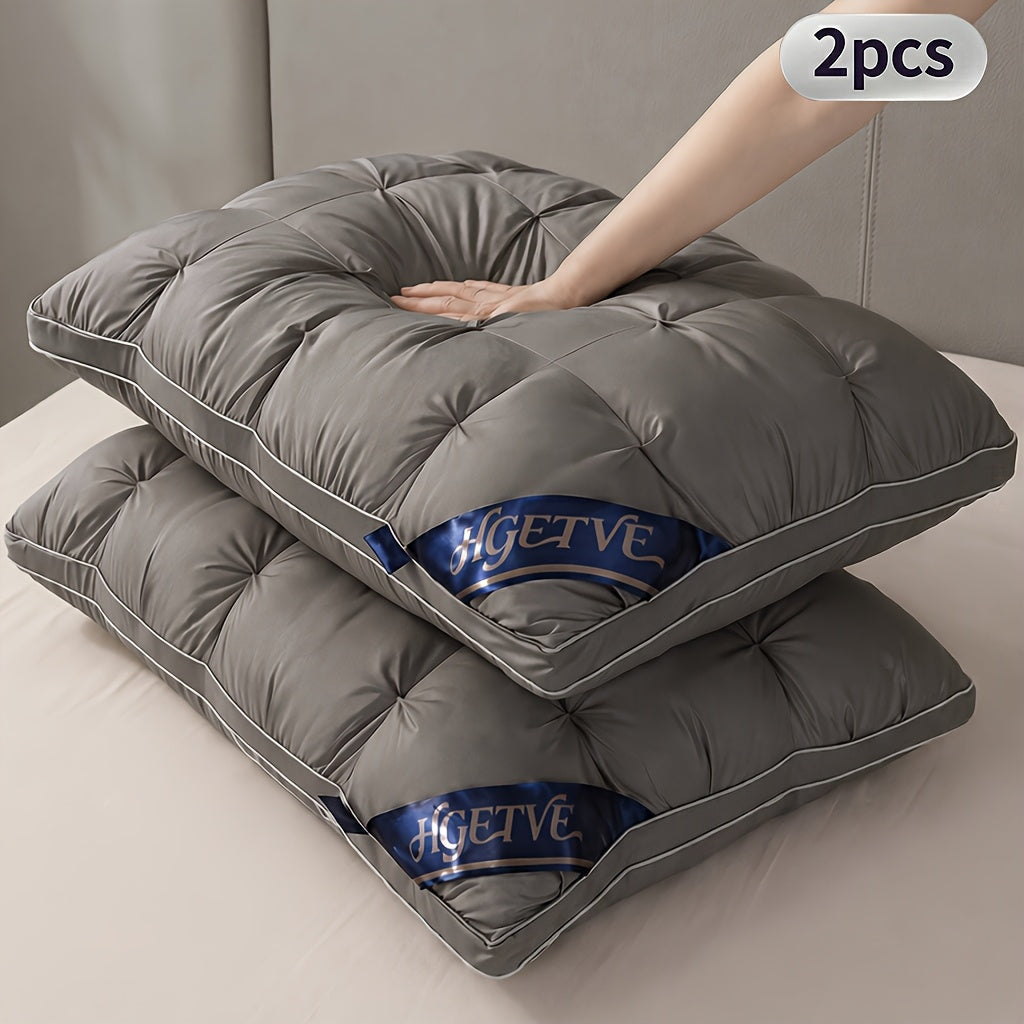 2pcs Hotel Quality Sleep Pillow, Deep Sleep Neck Pillow, Highly Elastic And Plump Pillow Core, Hypoallergenic And Skin-Friendly Pillowcase, Easy Clean, Soft And Breathable, Sleep-aiding Pillow, All-Season, Queen/King Size, Holiday Gift