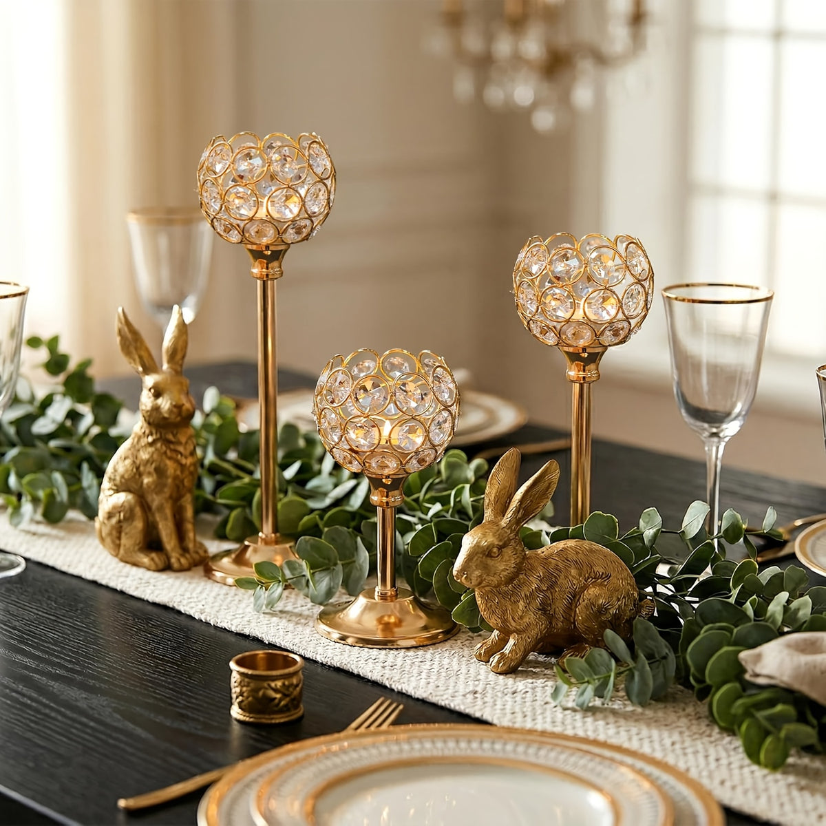 3pcs Crystal Candle Holder, Windproof Candle Holder, Christmas, Halloween Candlelight Dinner Photo Props, Wedding Anniversary Wedding Decoration, Home Hotel Decoration, Birthday Gift, Suitable for Table Center Decoration, Wedding, Catering