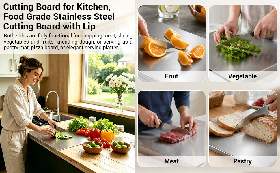 304 Stainless Steel Cutting Board Butcher Block Household Rolling Board Kitchen Supplies, Preparation, Meal Prep Tools, Modern Cutting Surface, Sleek Kitchen Tool, Rustresistant Material, for easy To Clean, Versatile Cutting Mat, Kitchen Work Surfac