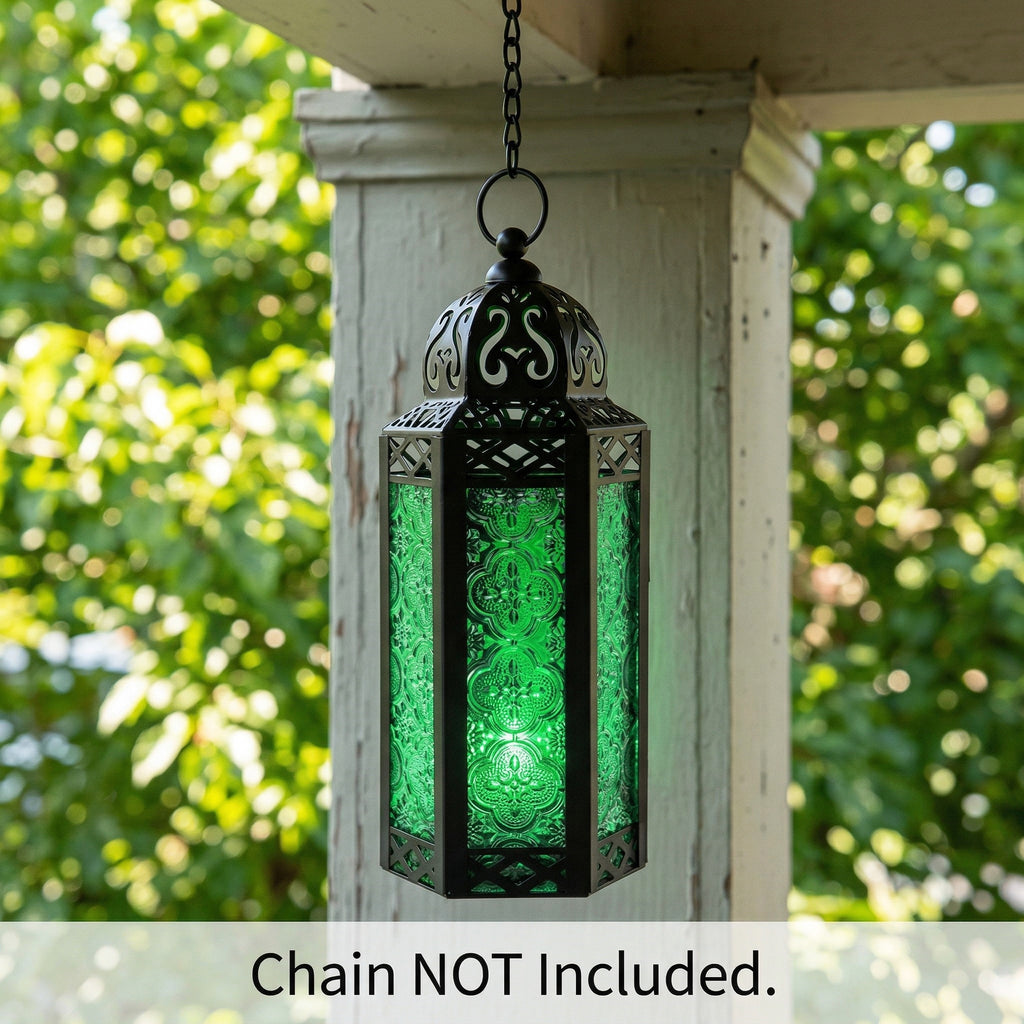 Decorative Moroccan Candle Lantern Holder, Medium, 10.5" Tall