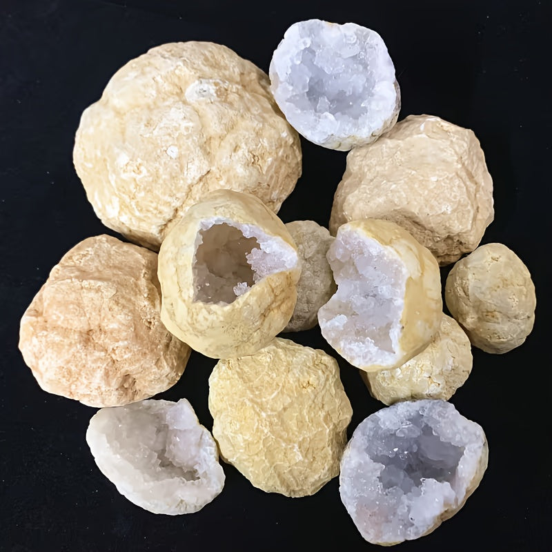 10/20pcs Natural Quartz & Agate Geode Eggs - Break-Open with Natural Mineral Formations, Crystal Specimen for Collectors, DIY Crafts & Unique Crystal Gifts (10 or 20 Geodes)