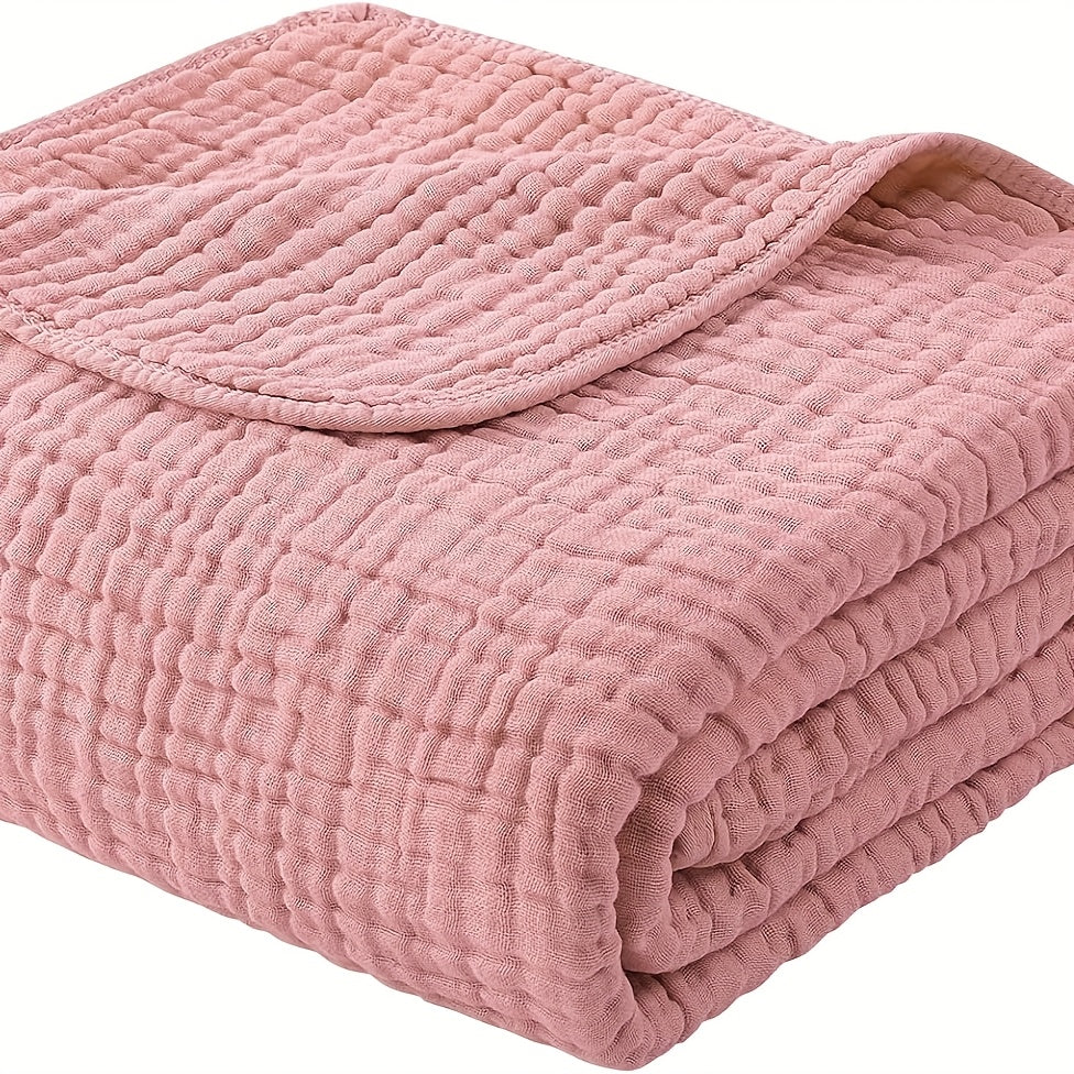 100% Cotton Muslin Blanket 6 Layer, Soft Morandi Color Gauze Blanket for Couch & Bed, Lightweight & Breathable Blanket for All Season, Machine Washable