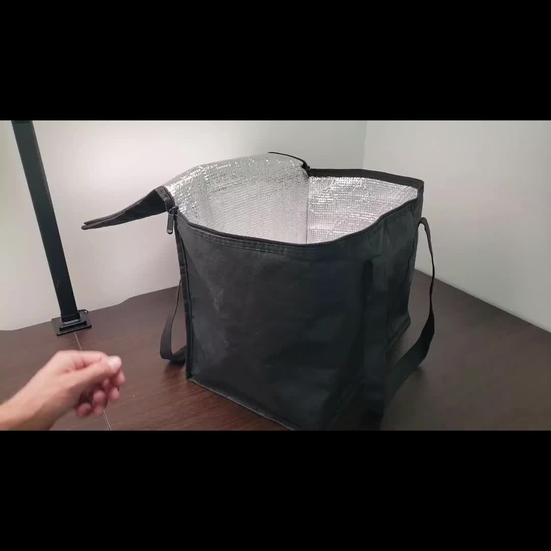 Two Extra Large Cooler Bags and Insulated Shopping Bags for Food Delivery, Foldable Cooler Bags. Reusable Shopping Bags with Zipper Top, Foldable, Heavy Duty, Can Stand Upright, Ornament Storage