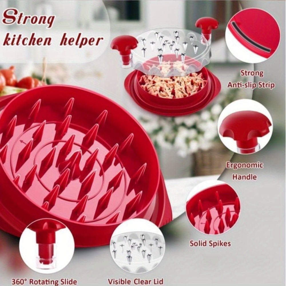 Heavy-Duty Manual Meat Shredder with Ergonomic Dual Handles & Anti-Slip Base - BPA-Free Large Chicken Breast Shredder Tool, Transparent Safety Cover - for BBQ, Sandwiches, Stir-Fries - Easy-Clean Kitchen Gadget, Bbq Essentials, Versatile Kitchenware, Dura