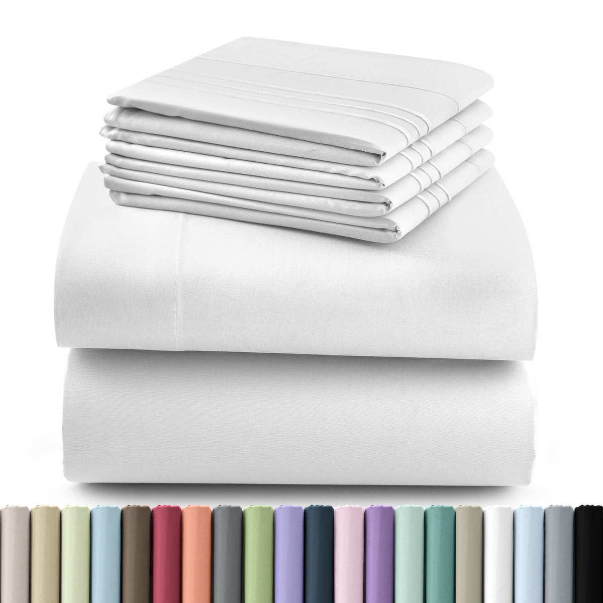 Hannah Bedding Sheet Set - 6 PC Brushed 100% polyester Bed Sheets 16 Inches Deep Pockets - Embroidered & Plain Pillowcases - Hotel Luxury Sheets Bed Set - Soft Bedding Sheets