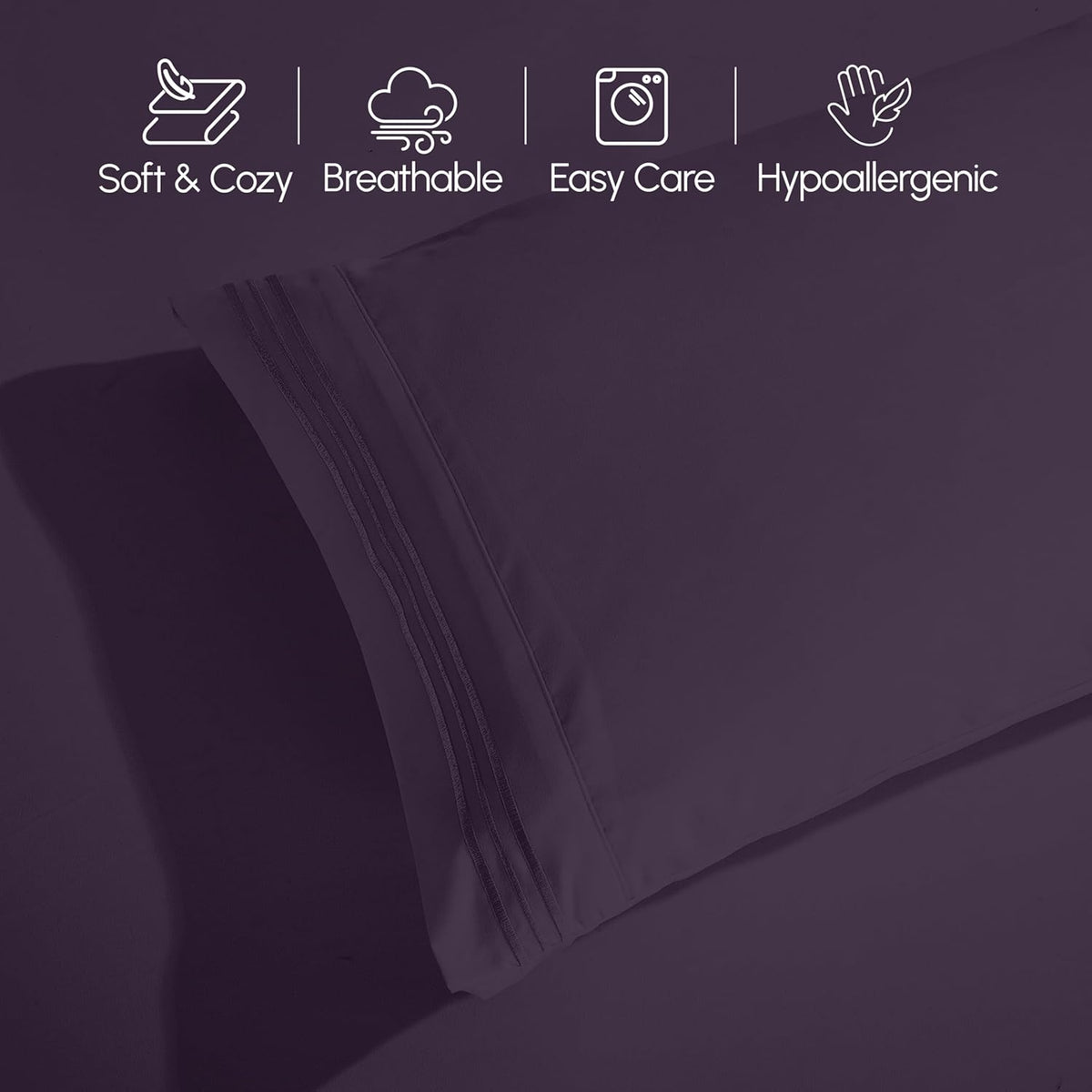 Hotel Grade 6 Piece Breathable Sheets Set 18" Deep Pockets - Easy Fit Twin Full Queen King Bed Sheets & Pillowcases, Microfiber, 100 GSM, All-Season Comfort, Machine Washable, Solid Color Bedding Accessories, Smooth Texture, Microfiber Fabric