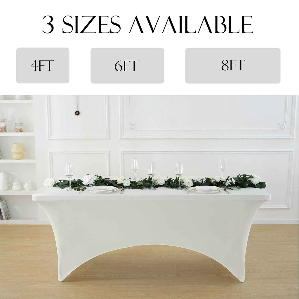 1pcs 4ft/6ft/8ft Spandex Tablecloth, Fitted tablecloth, Wrinkle Resistant Stretchable Rectangle Table Cover For Event, Wedding & Parties