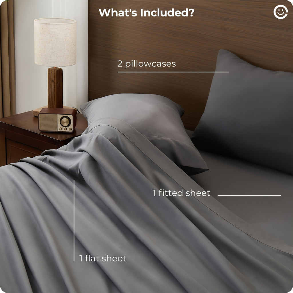 4-Piece Luxury Cooling Sheet Set - Breathable And Cooling Sheets - Hotel Luxury Sheet Set - Easy to Install And Secure - Soft, Wrinkle-Resistant Comfortable Sheets - Extra Deep Pocket Sheet Set - 4-Piece Set, Color Random