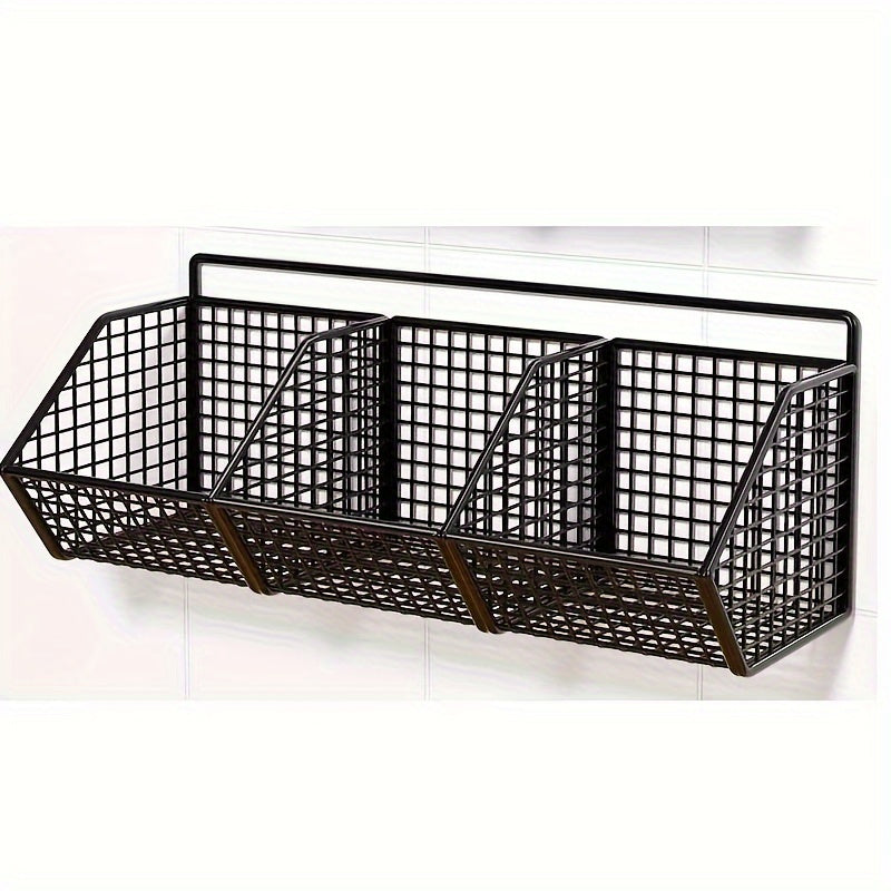 Storage Basket Wire Food Storage Organizer Wall-Mounted Storage Rack Kitchen Bedroom Bathroom Home Wall Rack Sponge Rack Single-Layer Carbon Steel Hanging Basket