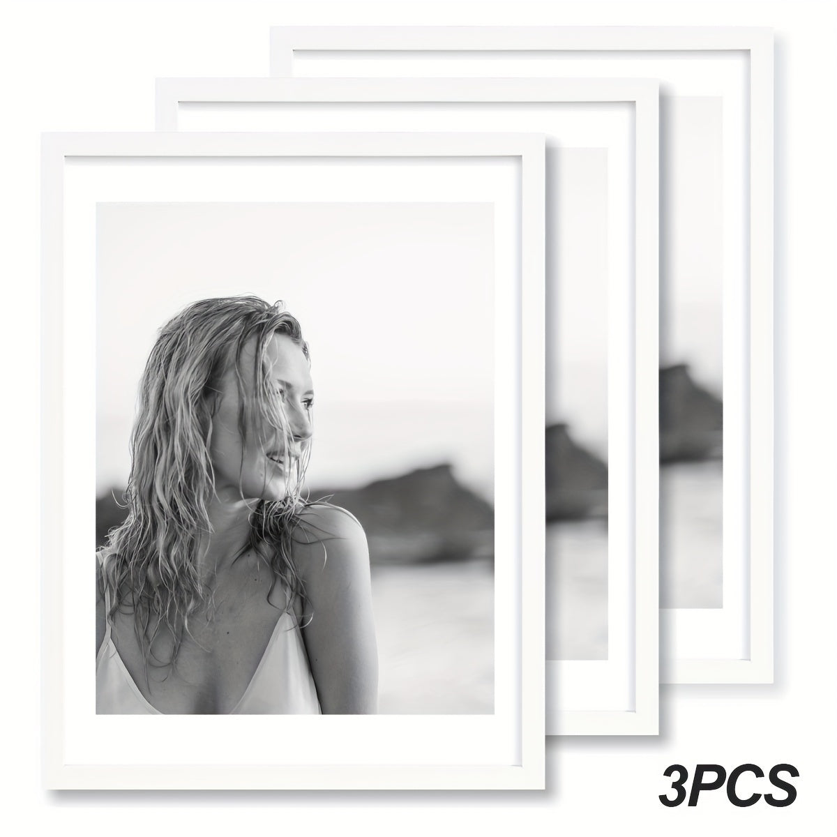 3pcs Classic Style 12x16in Vertical Oblong Poster Frames, Manufactured Wood Wall Decor for Bedroom and Office, Horizontal & Vertical Hanging, No Electricity Needed, Cute Room Decor, Multi-color, Photo Frames, Without Photo Paper