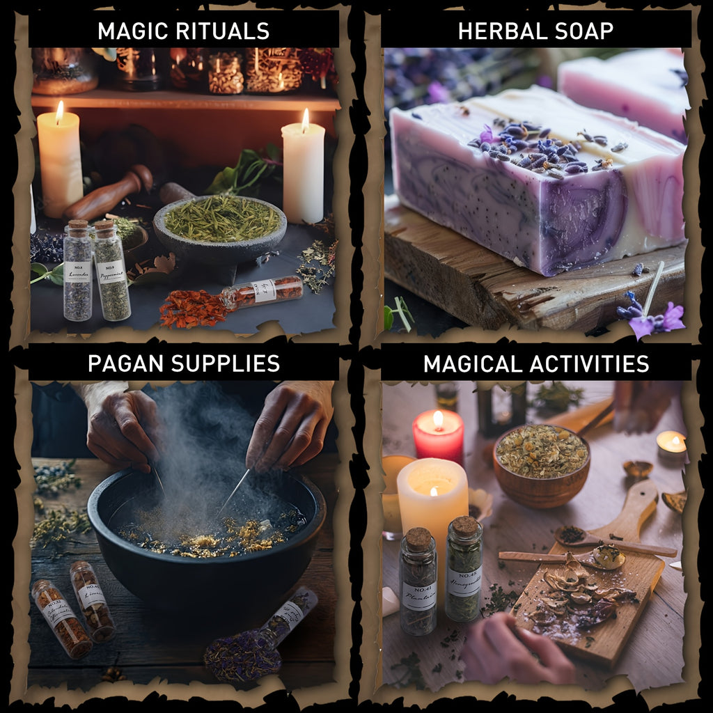 A Set Of 45pcs Supplies Herbs And Flowers- 45 Bottles Dried Herbs Kit for Beginners - Altar Supplies Different Herbs with 1pc Crystal Spoon for Wicca, Pagan Magic Incense Spells And Bath for Mothers Graduation Wedding Day Gift
