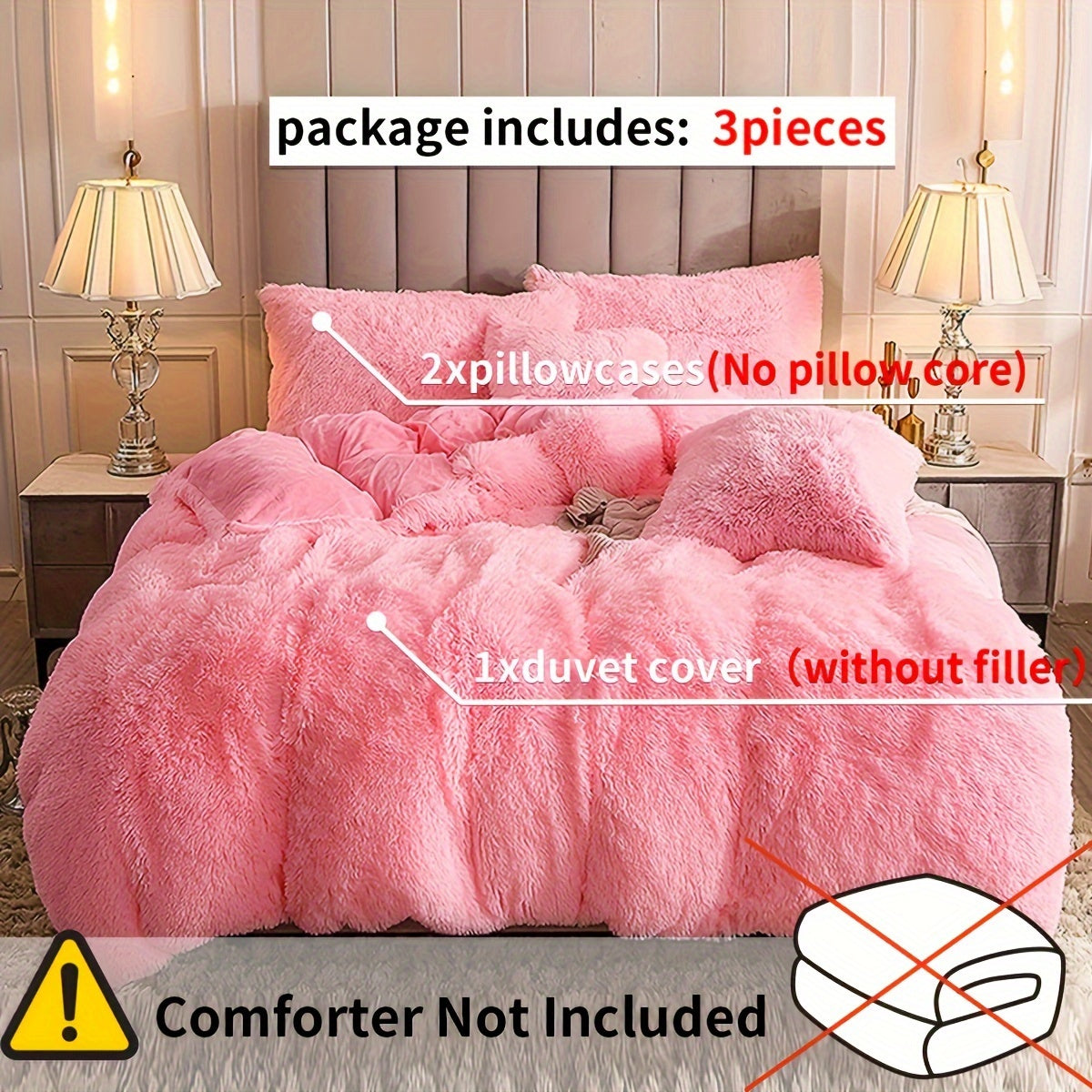 Plush Duvet Cover Set with 2 Pillowcases, 3-Piece Zipper Closure Bedding in Solid and Tie Dye Colors for Bedrooms, Guest Rooms and Dorms, No Insert