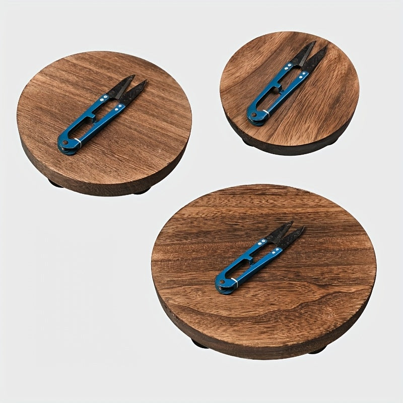 3pcs Rustic Wooden Display Risers Set - Stylish Cake Stand & Pedestals for Kitchen, Room & Home Decor - Perfect for Christmas, Valentines Day, New Year - Functional Organizer with Farmhouse Charm