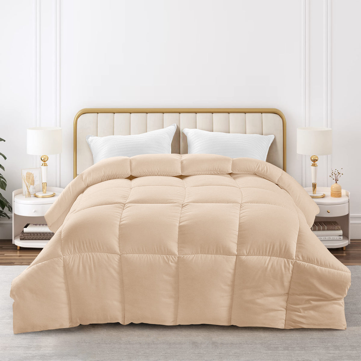 Lux Decor Comforter - All Season Quilt Comforter For Summer Sleeping With Corner Tabs - Soft, Breathable Versatile Bedding & Bedroom Decor - Luxurious Box Stitching