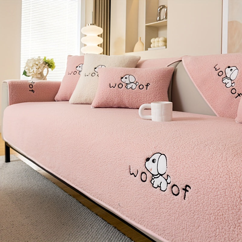 1pc Sherpa Couch Protector, Enhanced Sofa Cover, Suitable for Pets, a Favorite Among Pets, Thick Plush Sofa Shield, Non-Slip Plush Sofa Cover, Furniture Protection Cover, Home Decor for Bedroom, Office, And Living Room