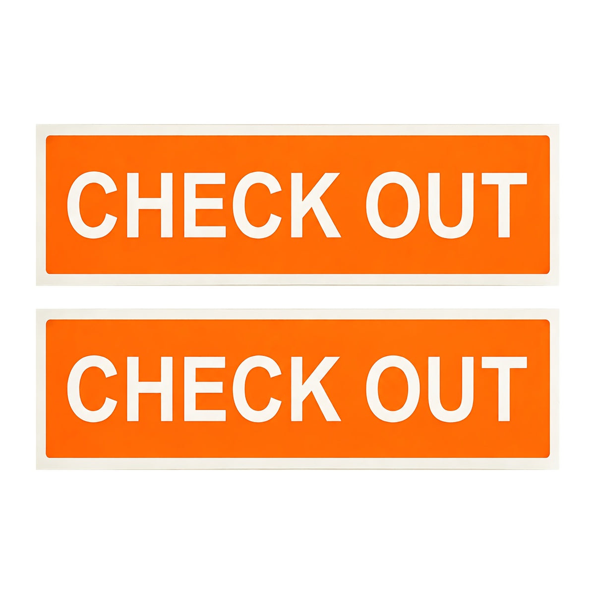 2D Flat - 2-Pack Check Out Metal Signs 4X16In, Orange And White High-Contrast Vertical Directional Signs, 2D Flat Printed Uv-Resistant Indoor Outdoor Wall Plaques with Pre-Drilled Holes for Store, Office, Library And Workplace