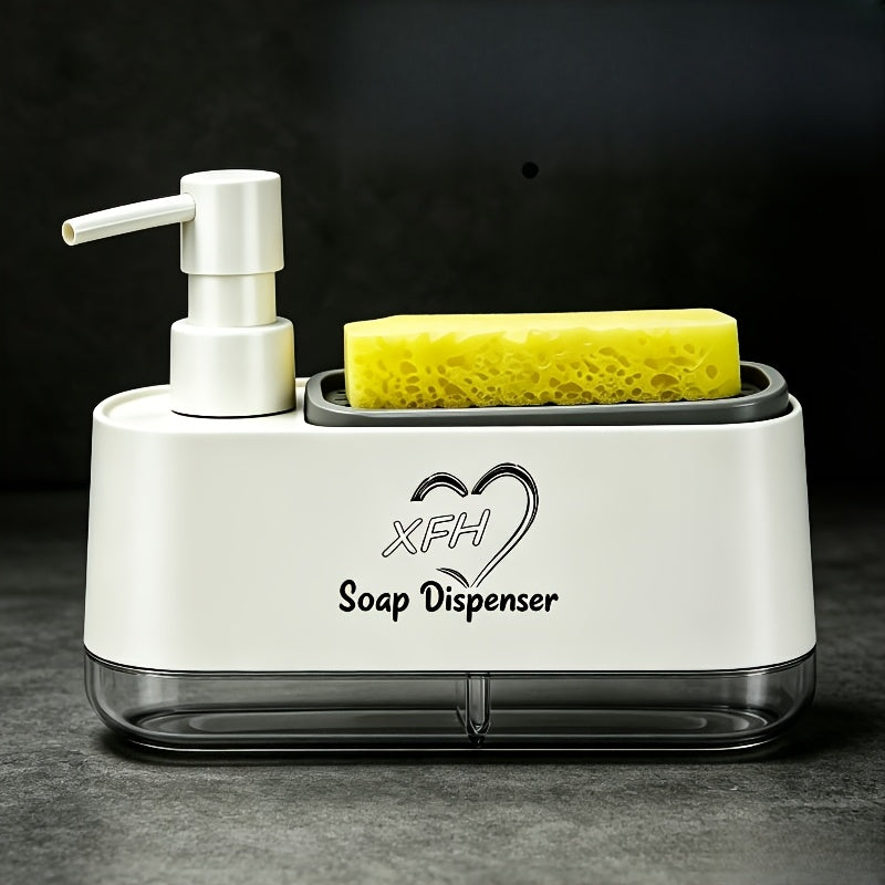 1 Multi-functional Soap Dispenser with Built-in Sponge Holder - Hand And Dish Soap Dispenser Set Detergent Dispenser Sponge Holder 2-In-1 Countertop Soap Pump Dispenser for Kitchen Sink, Ideal Christmas/ Halloween Gift.Shipment From Local Warehouse.