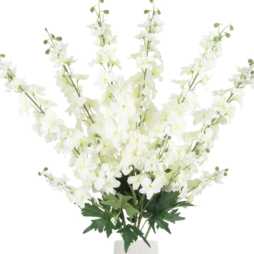 6pcs Delphinium Artificial Flowers 33.5 Inch Champagne Fake Flowers Long Stem Faux Snapdragon Flowers for Vase Table Home Wedding Party Garden Decoration