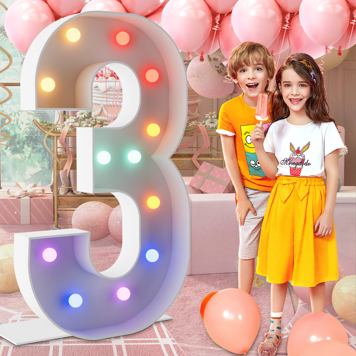 Marquee Numbers 4 feet tall 0-9 20 & 24 11 Colors & 3 flash modes
