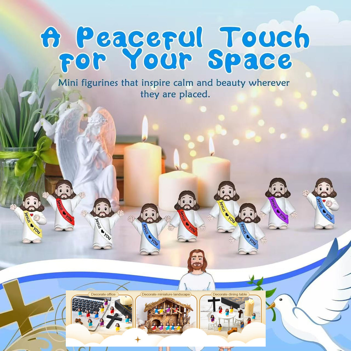 Halloween 100/200 Mini Jesus Figurines | Creative "Jesus Loves You" Party Favors and Table Centerpieces | Suitable for Easter, Christmas, Thanksgiving, New Year, and Church Event Religious Gifts, Random Color