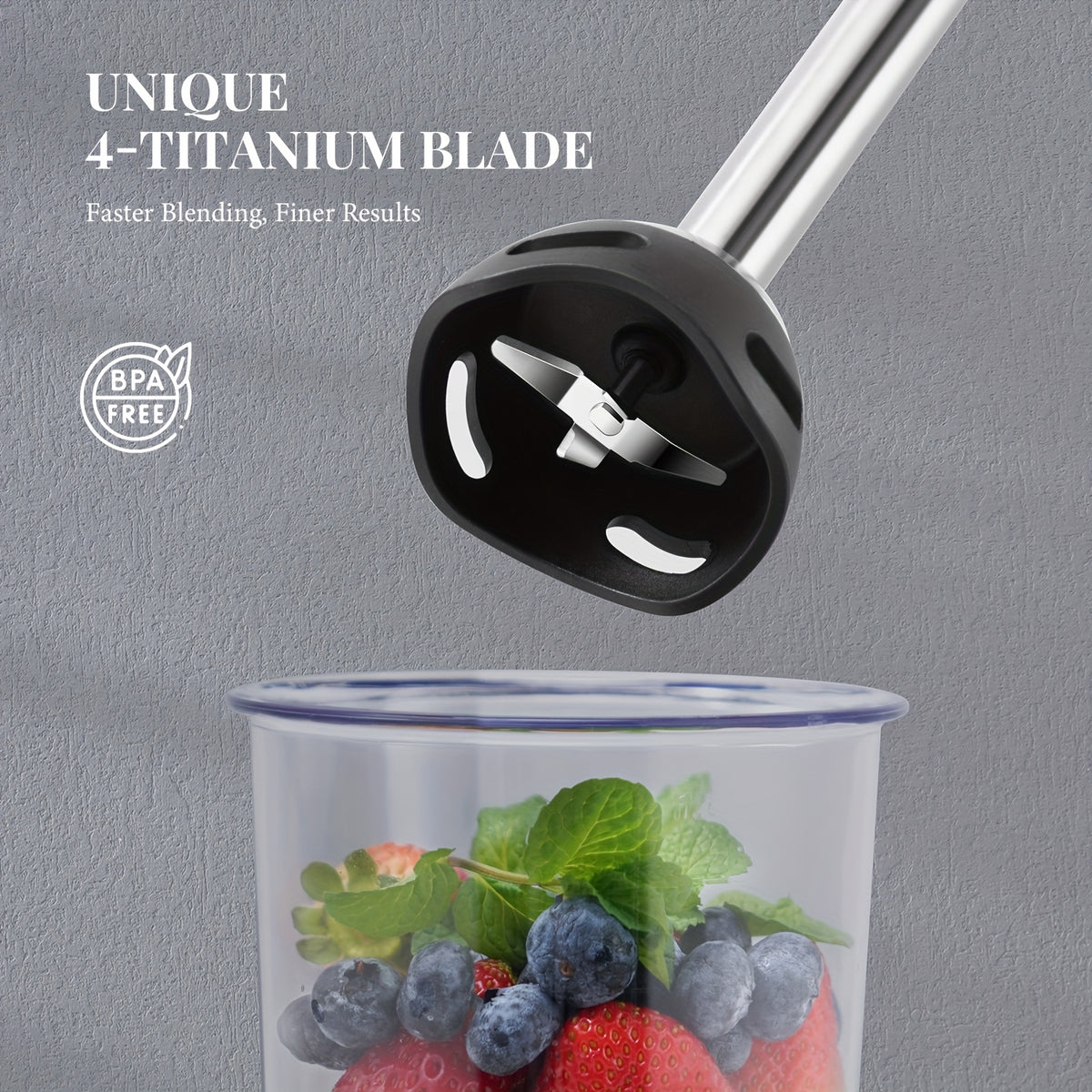 7-in-1 Immersion Blender Handheld 1000W 20-Speed & Turbo Mode, Scratch Resistance Hand Blender WIth Dough Hooks, Egg Beaters, Whisk, 27.05oz Beaker, 20.29oz Chopper Titanium Blades, BPA-Free