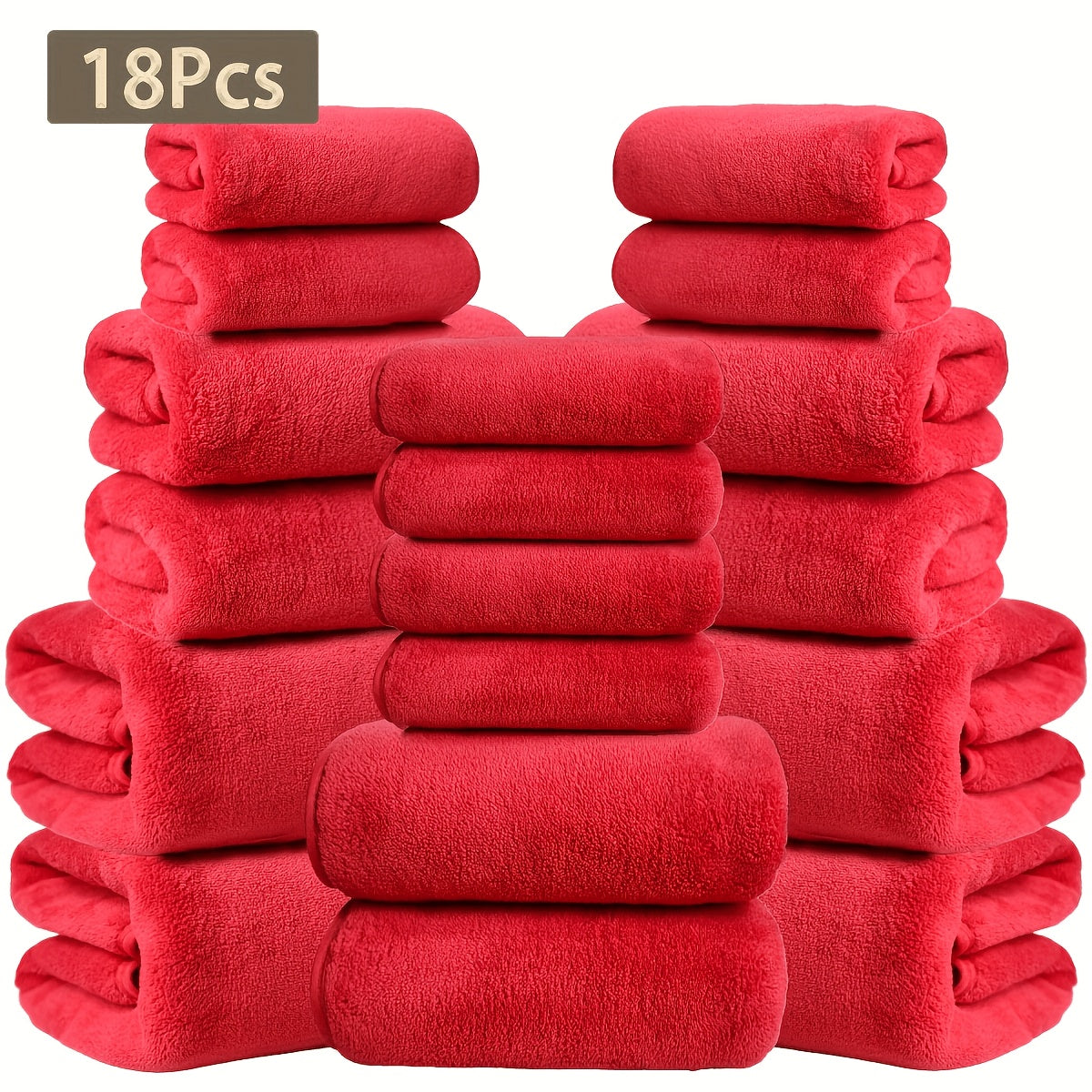 18pcs Coral Velvet Towel Bath Towel Set, 4 Bath Towels, 4 Towels, 10 Square Towels, Suitable for Hotel, Home, Travel, Spa
