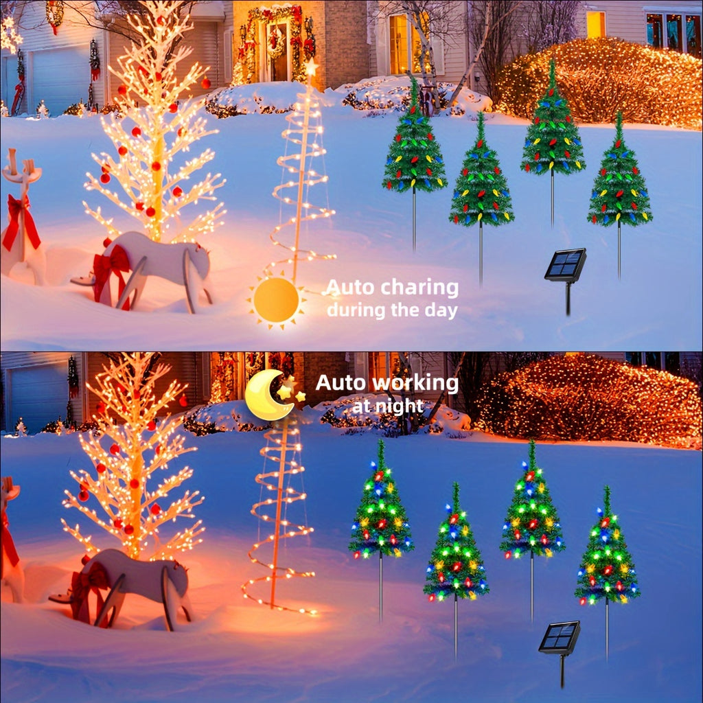 4pcs/ Set Christmas Tree Lights Holiday Decorations, Small Path Lights, Atmosphere Lights, Christmas Decoration Lightsfor Halloween Christmas