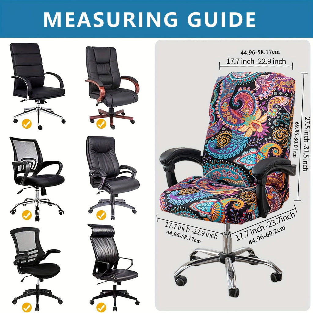 1pc Stretch Printed Computer Office Chair Covers, Soft Fit Universal Desk Rotating Chair Slipcovers, Removable Washable Anti-Dust Spandex Chair Protector Cover With Zipper, Valentine'S Day Gift, Valentine'S Day Decorations