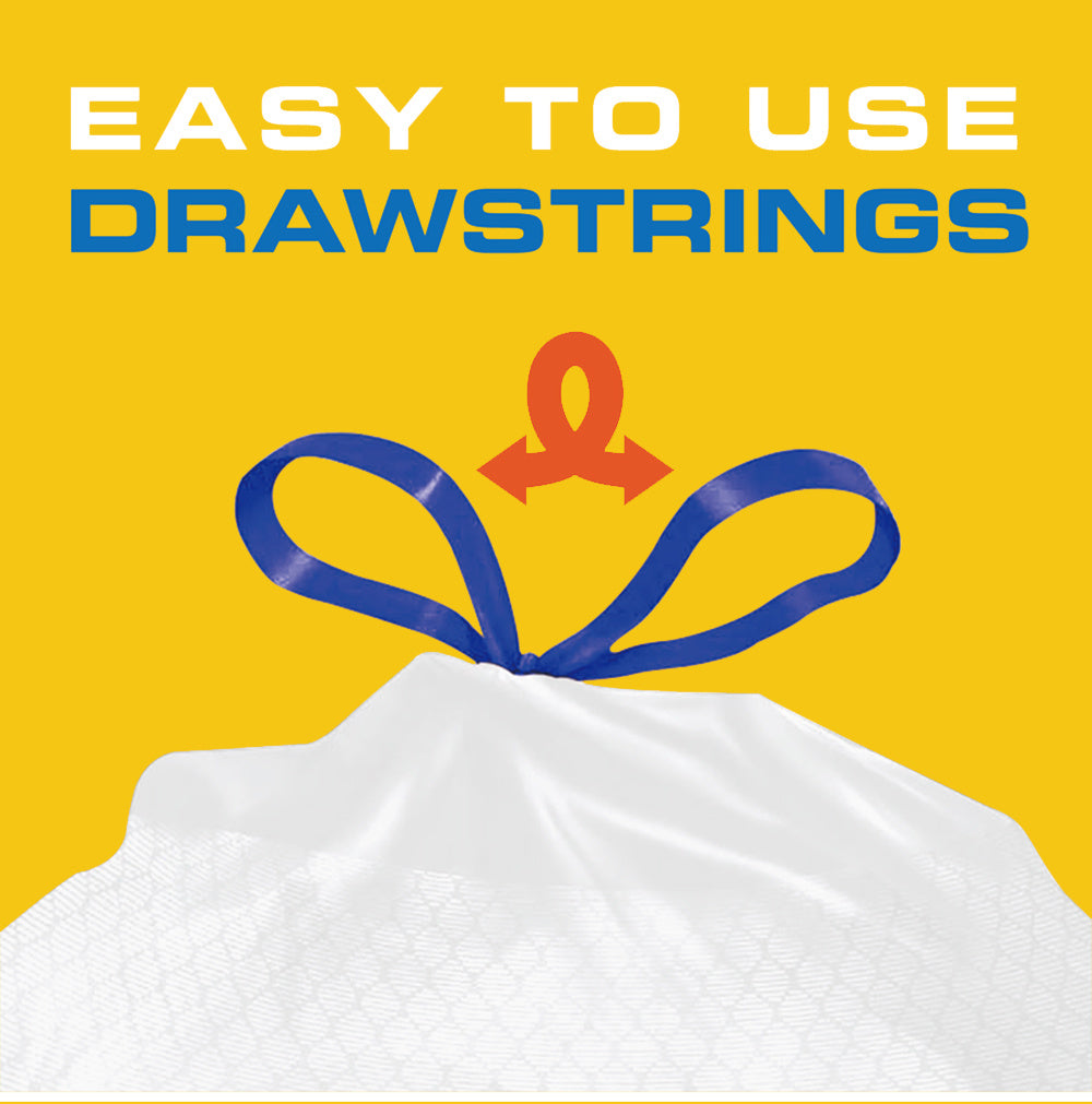 Boxed Disposable Non Tear Garbage Bag 150/78 Pieces 3 Rolls Puncture Tear Resistant Trash Bags, 13 Gallon Capacity, ODOR ELIMINATORTECHNOLOGY Kitchen Drawstring Garbage Bags Fresh Clean Scent With Lemon Mint Scent, 150/78 Count EASY TO USEDRAWSTRINGS MORE