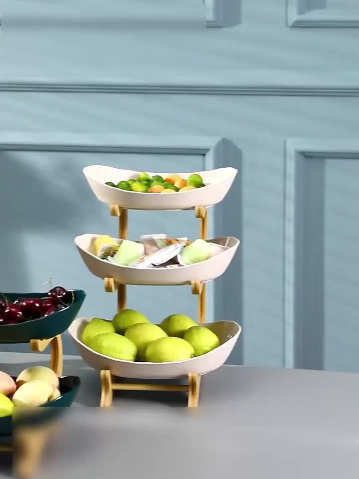 2/3-Tier Luxury Elegant Fruit Stand - Double Layer Fruit Bowl with Creative Candy Display - Home Snack Bread Tray for Living Room, Space-Saving Design, Easy to Assemble, Birthday Gifts, Mother'S Day Gift Kitchen, Serving Tray for Desserts