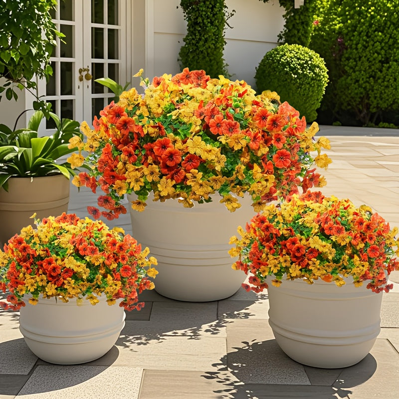 Artificial Chrysanthemum Bouquets, 8-Piece Mixed Autumn Flower Set with Orange-Inspired Fall Styling for Home, Porch, Garden and Wedding Decor