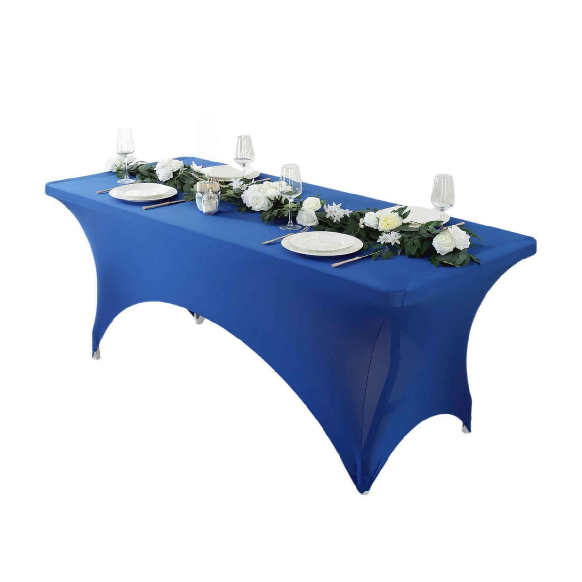 1pcs 4ft/6ft/8ft Spandex Tablecloth, Fitted tablecloth, Wrinkle Resistant Stretchable Rectangle Table Cover For Event, Wedding & Parties