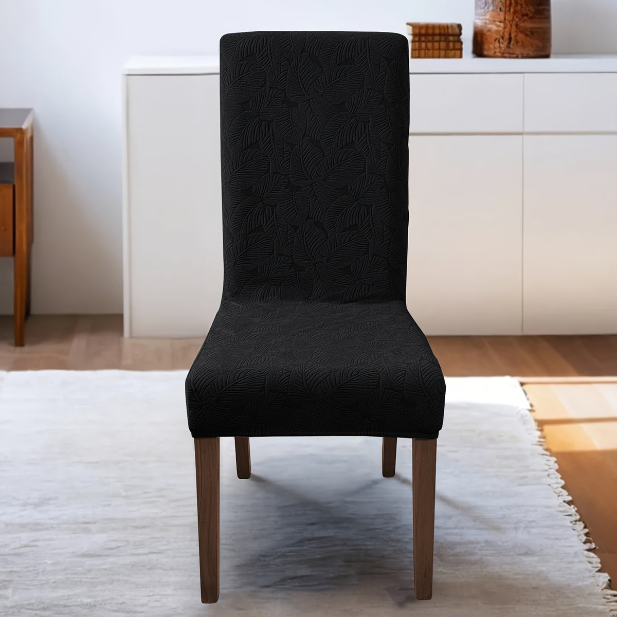 Leaf Pattern Dining Chair Covers, Stretch Parsons Chair Slipcovers in 4 or 6 Piece Sets and Eight Colors for Kitchen, Dining Room and Wedding Decor