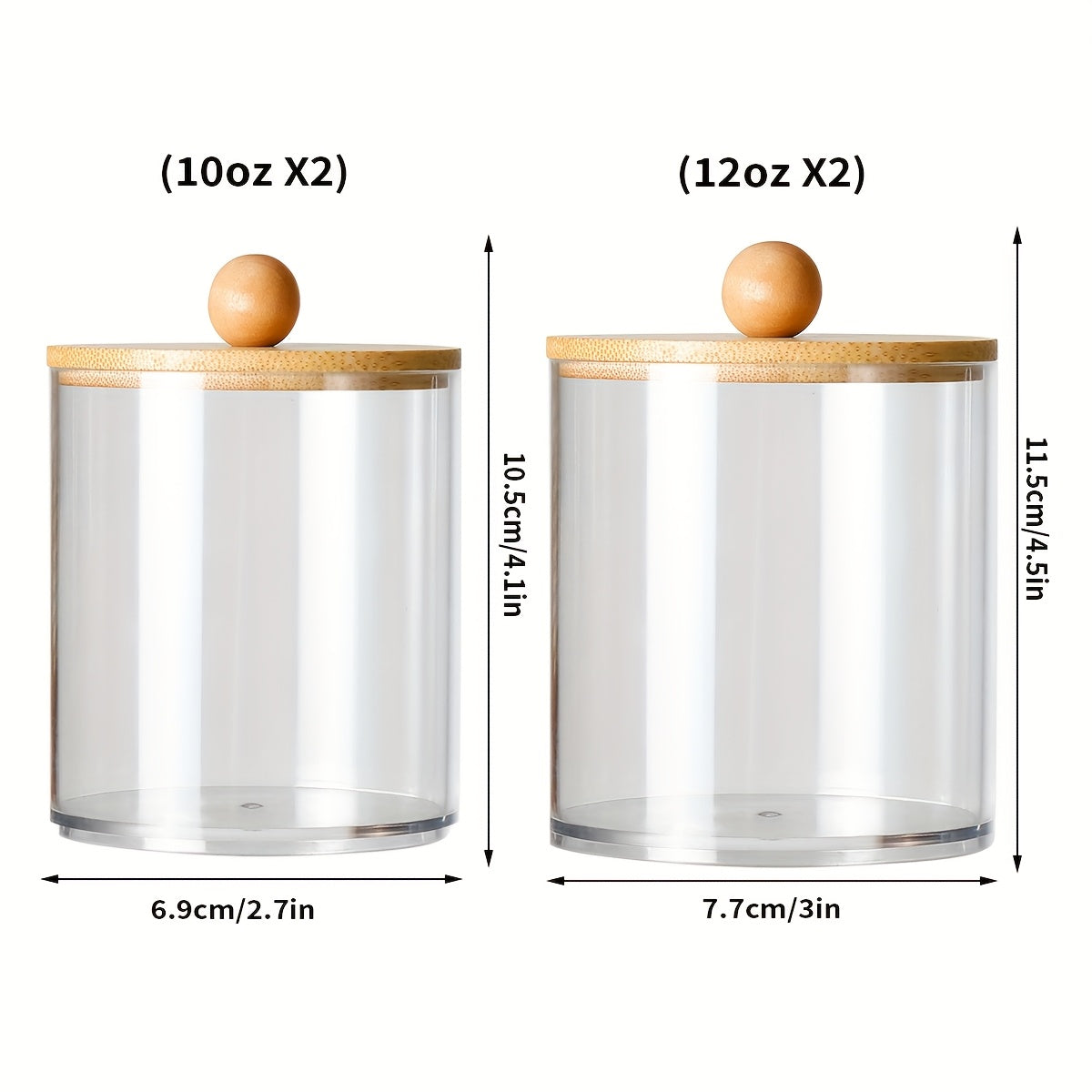 3/4/5 Cotton Swab Box Dispenser, Clear Wooden Lid Pill Bottle Container with Lid, Toilet Bathroom Jar, Cotton Ball Cosmetic Case, Cotton Swab, Floss, Bathroom Additions, Bathroom Storage & Organizing