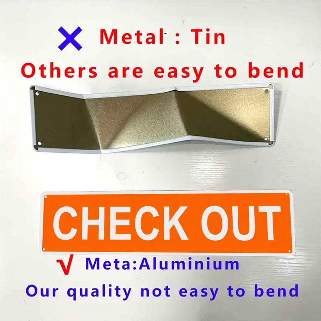 2D Flat - 2-Pack Check Out Metal Signs 4X16In, Orange And White High-Contrast Vertical Directional Signs, 2D Flat Printed Uv-Resistant Indoor Outdoor Wall Plaques with Pre-Drilled Holes for Store, Office, Library And Workplace