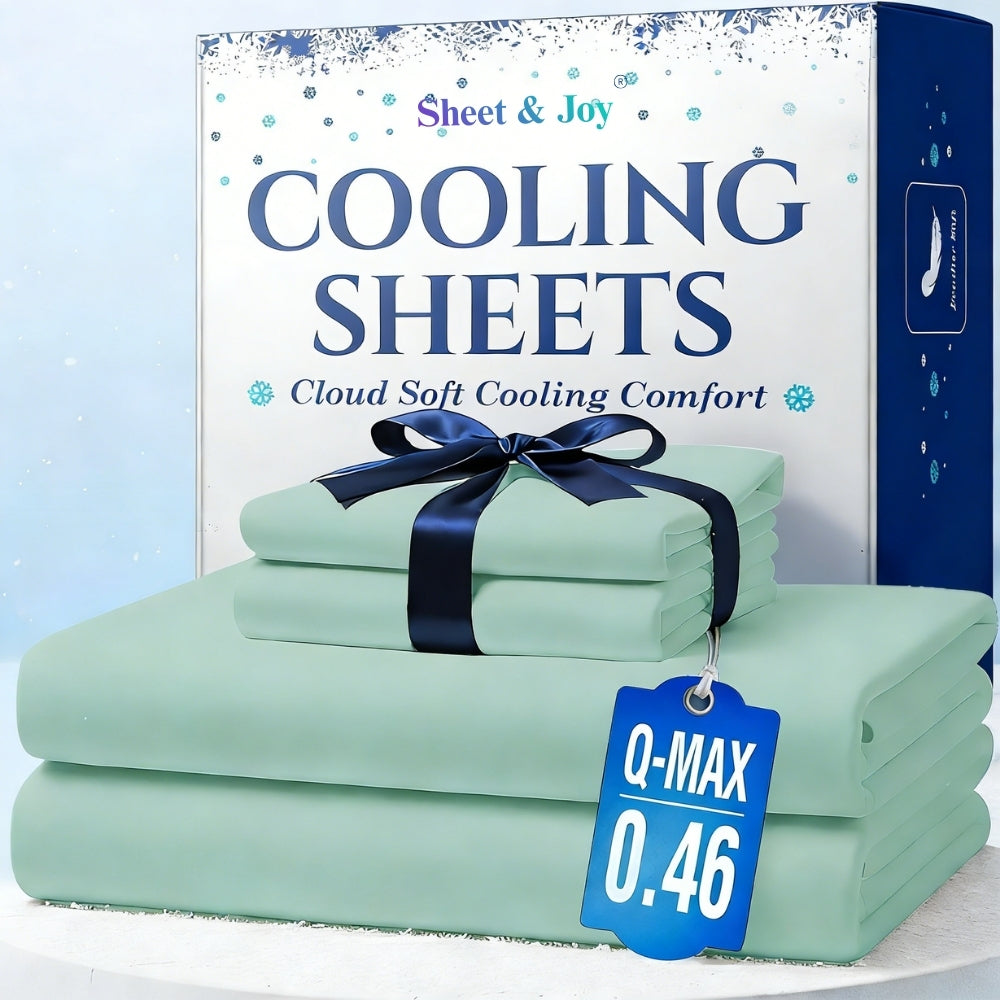 Set of 4 Cooling Bamboo Bed Sheets, 3000 TC Extra Deep Pocket 20 Inch Sheets, Luxurious Soft Hotel & Cooling Sheets for Warm Sleepers, Wrinkle & Shrink Resistant, Includes Fitted Sheet, Flat Sheet, And Pillowcases, Available in Twin, Full, Queen