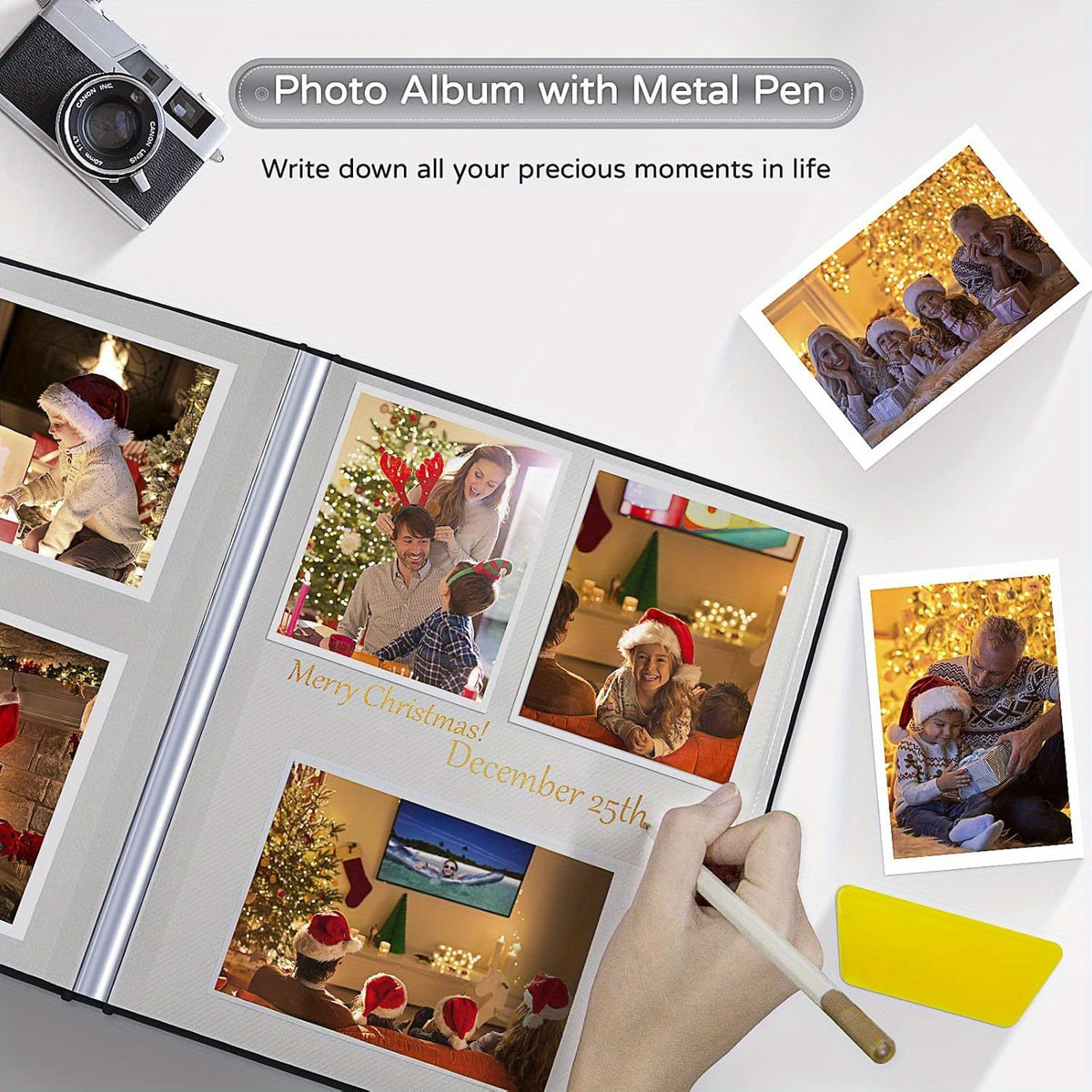 1pc Large Photo Album Self-Adhesive 4X6 5X7 8X10 Scrapbook Album Picture Book, Gifts for Mom, Family Baby And Wedding, with Metal Pen And Plastic Board Photo Album Book Valentine'S Day Gifts Mother'S Day Gift