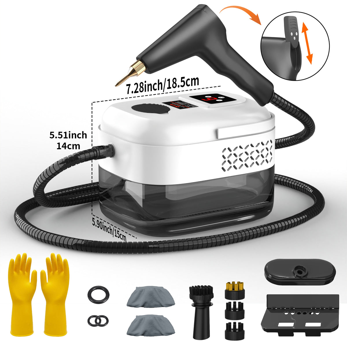 Household High Pressure Steam Cleaner, Steam Cleaner Handheld, High Temperature Carpet Cleaner, Handle Gear Switch Adjustment, LCD Display, 40.58oz Water Tank Capacity, Suitable for Kitchen Fumes, Sofas, Easter Gifts,