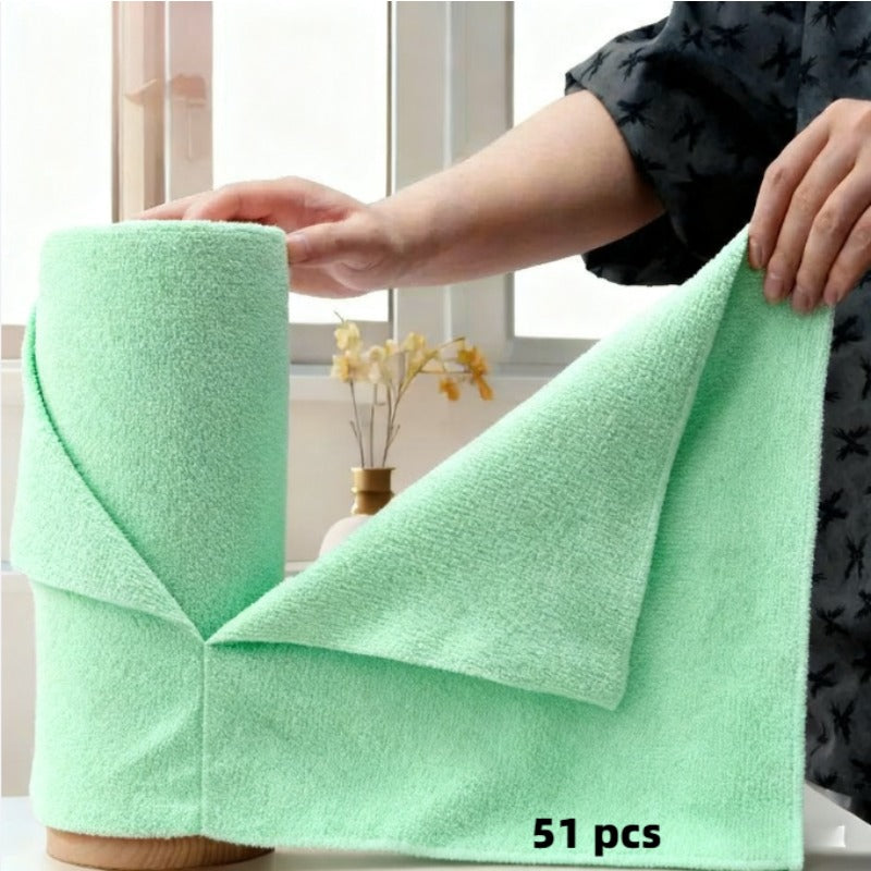 31/51pcs Reusable Microfiber Towels, Tearable Cleaning Wipes, Disposable Napkins, Household Kitchen Rolls, Dish Cloth Replacement, Multi-functional Absorbent Kitchen Rags, Kitchen Supplies, Cleaning Tools
