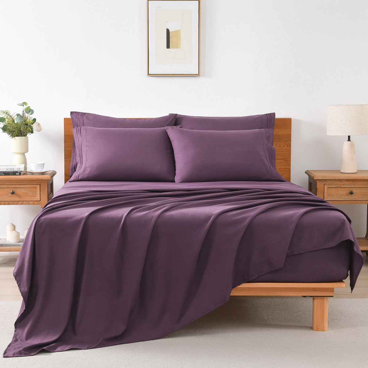 Hotel Grade 6 Piece Breathable Sheets Set 18" Deep Pockets - Easy Fit Twin Full Queen King Bed Sheets & Pillowcases, Microfiber, 100 GSM, All-Season Comfort, Machine Washable, Solid Color Bedding Accessories, Smooth Texture, Microfiber Fabric