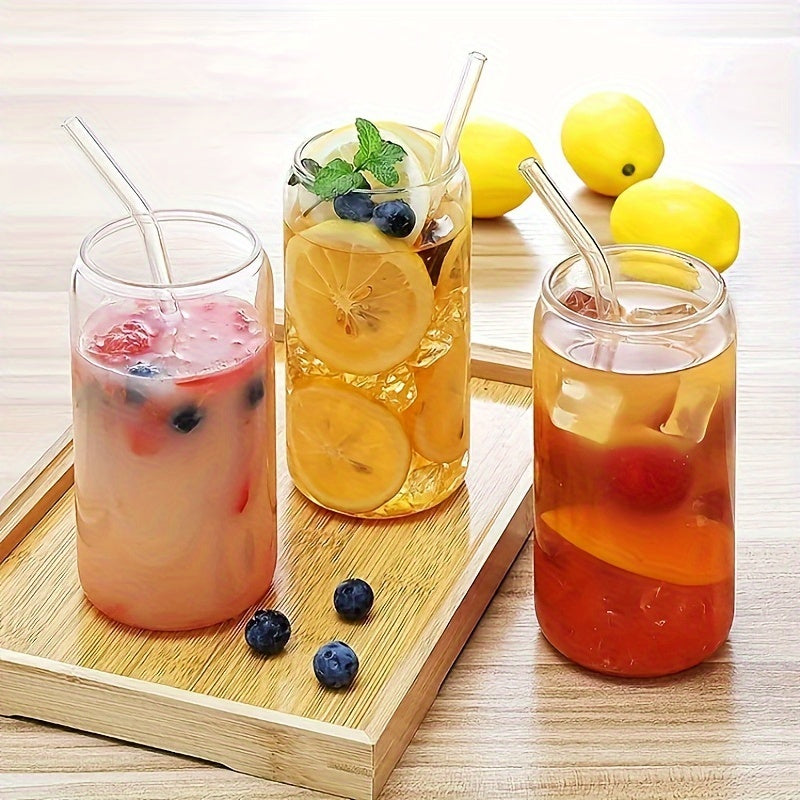 12Pack Sublimation Frosted/ Clear Glass Cups with Bamboo Lid 16oz Glasses Tumbler with Straw and Brush