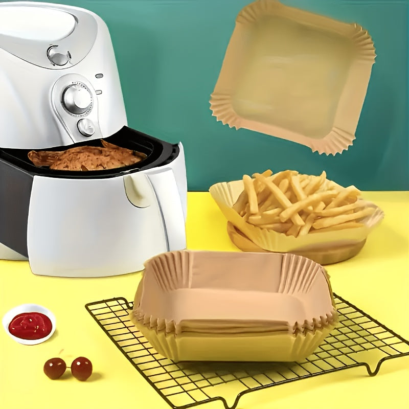 125/250 Count Air Fryer Paper Liners, Disposable Microwave Air Fryer Liners, Non-Stick Air Fryer Liners, Square Bleach-Free (8 Inches), Suitable for 5-8QT Air Fryers, Baking Microwave, Air Fryer Accessories