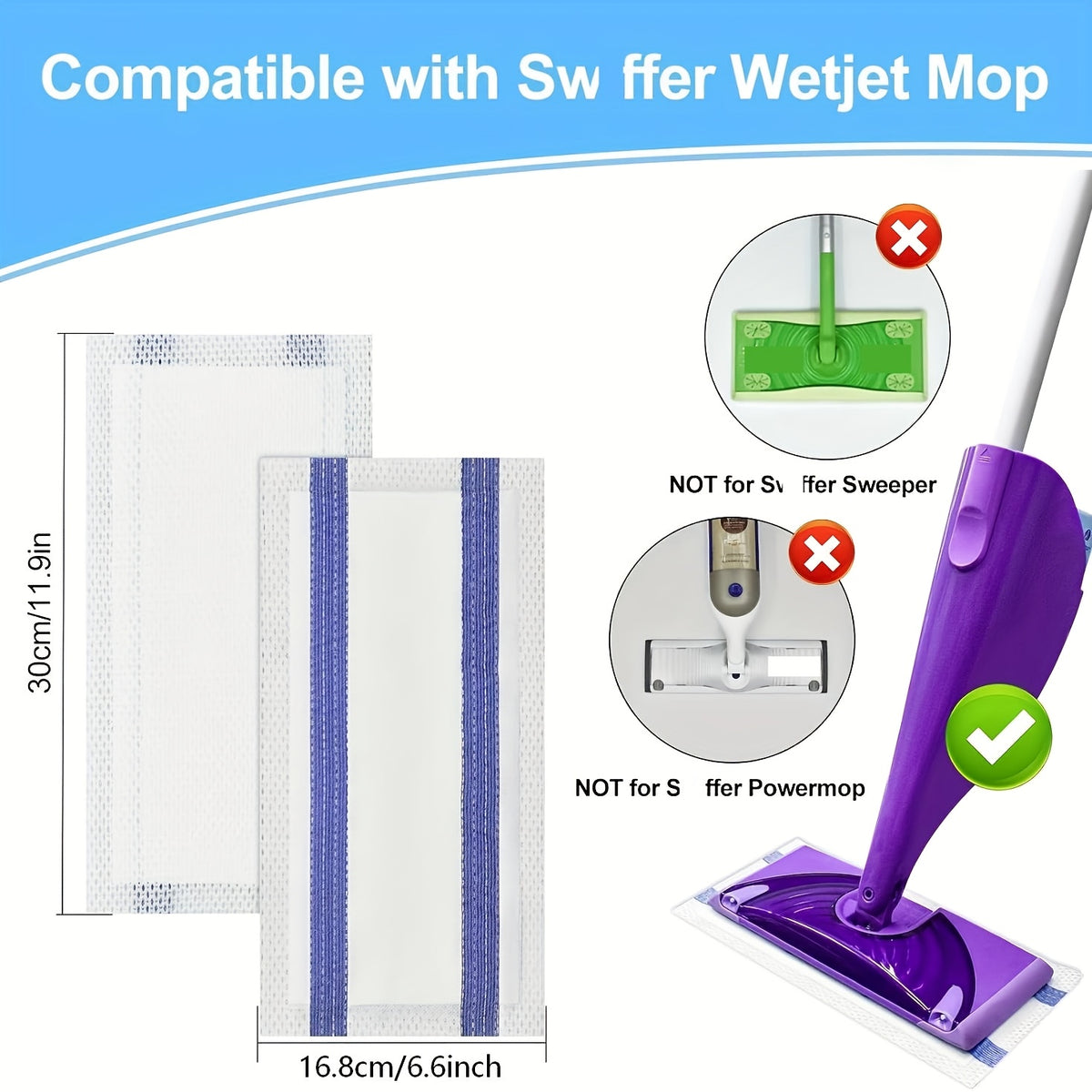 120/80/60/30 Count Disposable Swiffers Wet Jet Mop Pads, Multi-Surface Wetjet Hardwood Floor Cleaner Spray Mop Pads Refills, Thickness & Absorbent (No Mop)