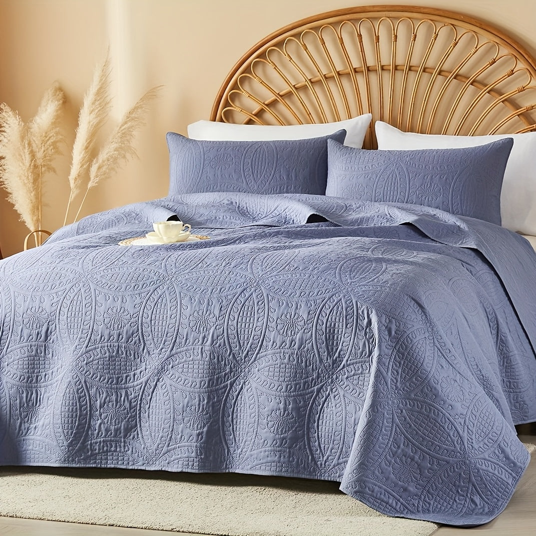 2/3pcs Cooling & Refreshing Summer Quilt Set - Multiple Colors Plus Random Color Available - Lightweight Breathable Microfiber Bedspread - Modern Coin Pattern Coverlet All Season - Holiday Gifts For Family Friends (1 Quilt, 1/2 Pillow Shams)