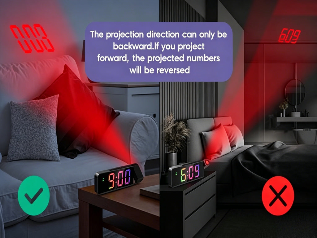 Projection Alarm Clock, Ceiling Projection Alarm Clock, 7.7-inch Large Display Screen, LED Digital Clock, Snooze Function, Bedroom And Living Room Clock, USB Charging, Night Mode, Projection Alarm Clock, Suitable for Bedroom, Office And Travel.