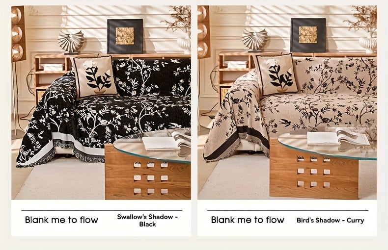 Chenille Thickened Sofa Throw for Flowers And Plants Pattern, Suitable for Living Room And Office Decor, Pet-safe, All-season Use, And Durable, Non-slip.